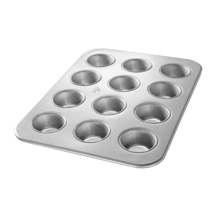 Chicago Metallic 45225 Heavy Duty 3.8 oz. Muffin Cupcake Pans, 1/2 Size, Sheet of 12 - Image 1